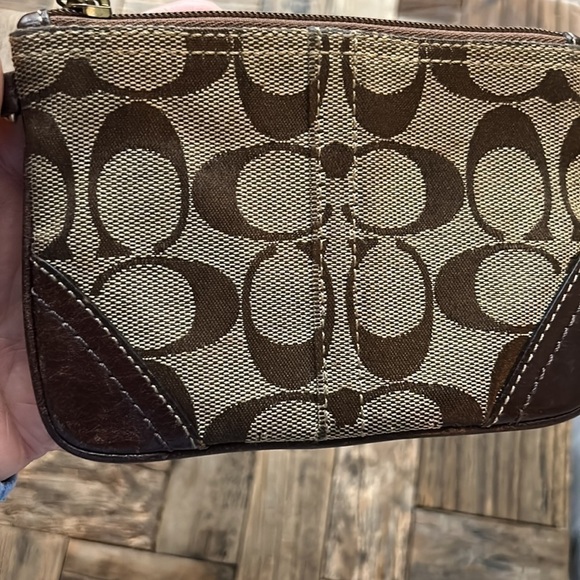 Coach Signature C Brown Wristlet - Picture 3 of 7